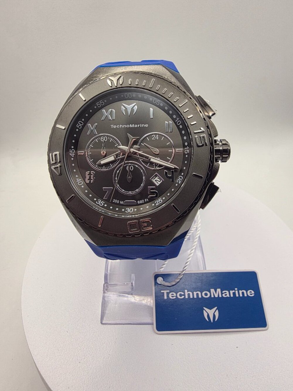 TechnoMarine Men's Black Dial Blue Silicone Chronograph Quartz Watch 220002